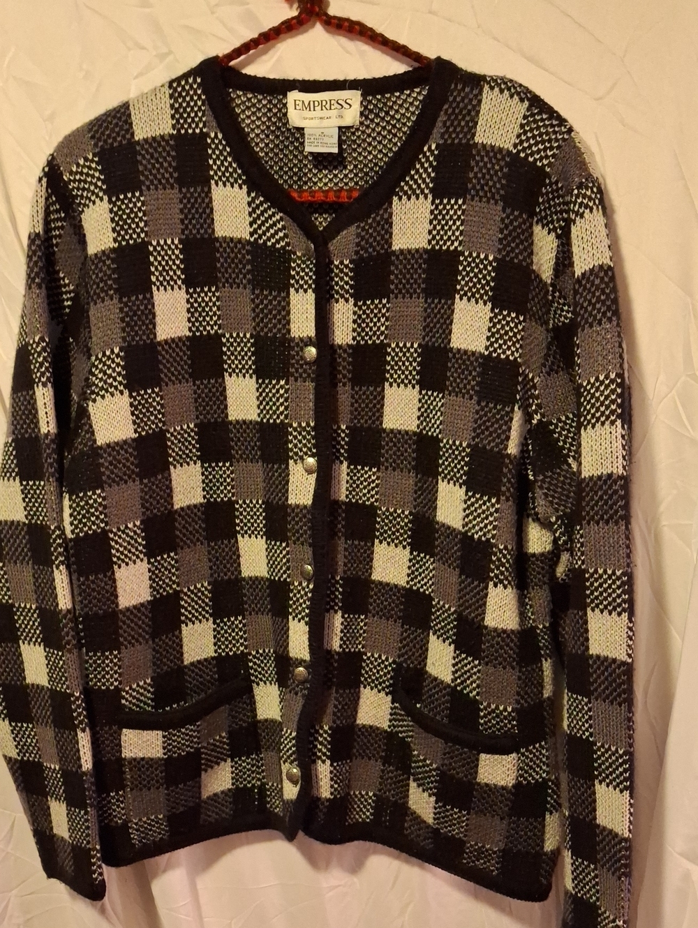 Vintage Womens Size Small Empress Sportswear Cardigan With Fron Pockets